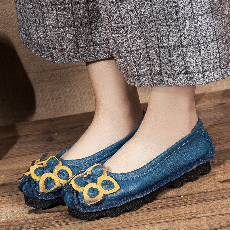 Photo inspiration: Gallery Detail: Women S Genuine Leather Shoes Soft In Her Flat Comfortable