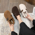 Thick soled plush shoes for women in autumn and winter, wearing new online fashion lambhair plush large cotton slippers