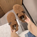 Thick soled plush shoes for women in autumn and winter, wearing new online fashion lambhair plush large cotton slippers