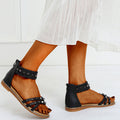 Cilool Rubber Flats Weave Rivet Casual Sandals