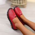 Hollowed Leather Wide Fit Driving Loafers Slip On