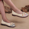 Cowhide casual flat sole women's shoes ethnic style genuine leather flower single shoes