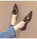 Cilool Rhinestone Rivet Flat Pointed Joker  Fashion Shoes