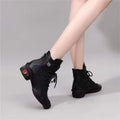 Cilool Lace Up Leather Shoes  Plush Ankle Booties Warm Orthopedic Loafers