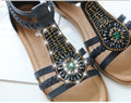 Cilool Bohemian Vintage Beaded Rhinestone Roman Sandals