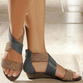 Cilool Woman Rome Hemp Wedges Ladies Zippers Sandals