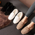 Winter Warm  Flock Flat Shoes Casual Loafers Slip on Furry Outer Wearing Flats Loafers Fluffy Flat Mules Warm