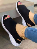 Knitted Mesh Printed Flat-Bottom Comfortable Trend Sandals