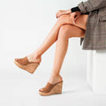 Cilool Summer Casual Cozy Platform Wedges Heels Slippers