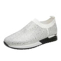 Cilool Summer Women's White Glitter Sneakers