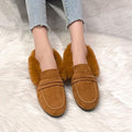 Women's Comfort sofe Furry Outer Wearing Flats Loafers Ankle boots Wild Fluffy Flat Mules Warm Shoes