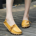 New Moccasins Women Flats Autumn Woman Loafers Genuine Leather Female Shoes Slip On Ballet Bowtie Women's Shoe