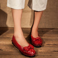 Original new handmade women's shoes Flat heel cowhide flower single shoes