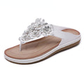 Cilool Bohemian Rhinestones Flower Beach Flip Flops Large Size Comfortable  Sandals