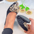 Cilool Rhinestone Flats Casual Comfort Dressy Flats For Wedding Fox Slippers CF302