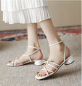 Cilool  Thin Bow Fairy Wind With Square Head Sexy Roman Sandals