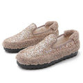 Furry Outer Wearing Flats Loafers Bling Decor Backless  Wild Fluffy Flat Mules Warm flats sneakers glitter winter