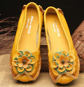 Ethnic style genuine leather flower women's single shoes Large casual mother's shoes