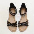 Cilool Rubber Flats Weave Rivet Casual Sandals