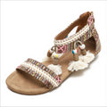 Bohemian Wedge Sandals Women European and American National Style Summer Open Toe Pendant Beads Tassel Travel Roman Sandals