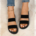 Cilool Open Toe Double Pearl Strap Flat Slide Sandals