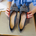Cilool Delicate Woman Bowknot Shoes Glitter Sequin Flats