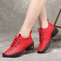 Cilool Leather Shoes Woman Plush Ankle Booties Female Warm Orthopedic Loafer