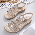 Cilool Flat Bottom Large Size Fashion  Silver Gold Party Diamonds  Sandals