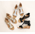 Summer Sandals Women Wedges Shoes Soft Leather T Strap Zipper Open Cover Heel Design Ladies Shoes