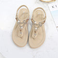 Cilool Bohemia Women Ladies Fashion Crystal Bead Flat  Sandals