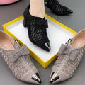 Cilool Rhinestone Elegant Medium Heels Single Shoes