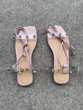 Cilool  Outer Wear Rhinestone Strap Winding Sandals