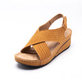 Cilool New Ladies Sewing Wedges Female Casual Pu Leather Sandal