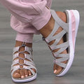 Solid Color Round Open Toe Soft Wedge Drawstring Ladies Sandalias