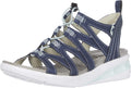Solid Color Round Open Toe Soft Wedge Drawstring Ladies Sandalias