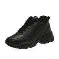 Thick-soled sneakers women plus velvet plus large size cotton shoes in autumn and winter, new waterproof and non-slip black work shoes is not tired of standing for a long time.