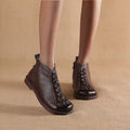 Layer cowhide autumn and winter new low-heeled casual boots