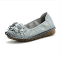 women's shoes with comfortable flat bottom ethnic style, leather flowers shoes.