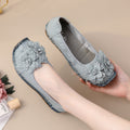 women's shoes with comfortable flat bottom ethnic style, leather flowers shoes.