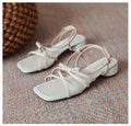 Cilool  Thin Bow Fairy Wind With Square Head Sexy Roman Sandals