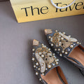 Cilool Fashion Thick Heel Celebrity Steel-toed Rhinestones Shoes