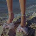 Women's Rhinestone Ankle Strap Pumps Satin Pointy Stilettos  Heeled Sandals