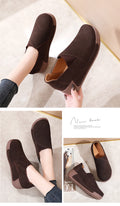 Women's Leather Platform Slip on Loafers Comfort Moccasins Low Top Casual Shoes