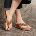 Cilool Women Summer New PU Sewing Thong Sandals