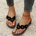 Cilool Women Summer New PU Sewing Thong Sandals