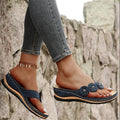 Cilool Women Summer New PU Sewing Thong Sandals