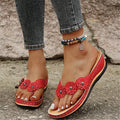 Cilool Women Summer New PU Sewing Thong Sandals