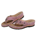 Cilool Women Summer New PU Sewing Thong Sandals