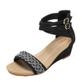 Summer Wedge Shoes for Women Sandals Rhinestones High Heels One Word Belt Casual Ladies Buckle Fashion Female Sandalias Mujer