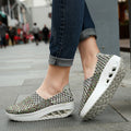 women wedges increased knitted thick platform shoes breathable casual sneakers